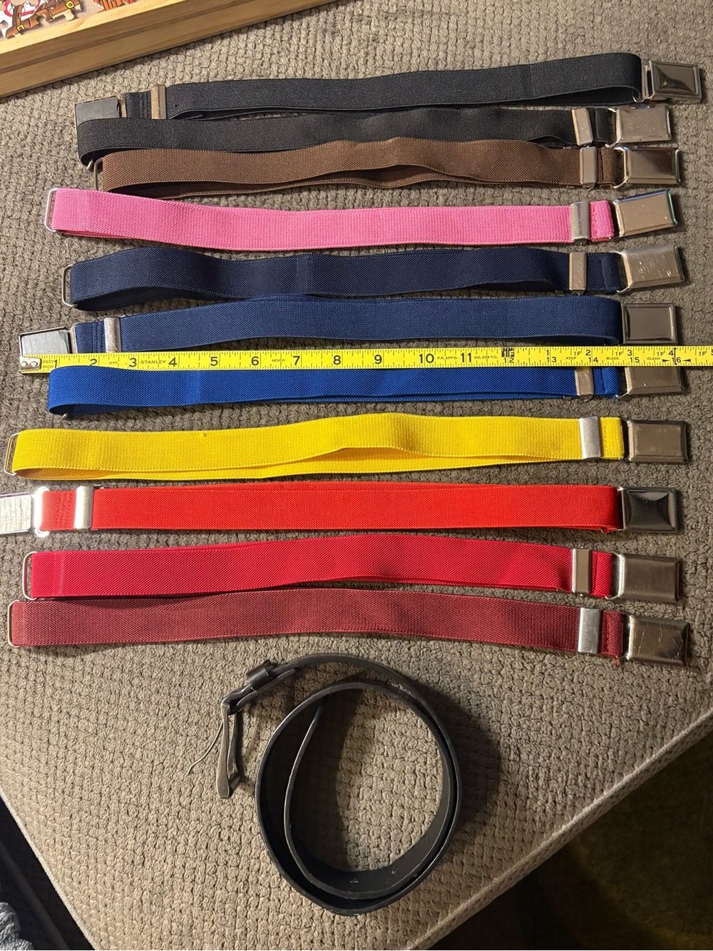 Assorted Color Kids Elastic Belts - adjustable 15-17” to 27-29”